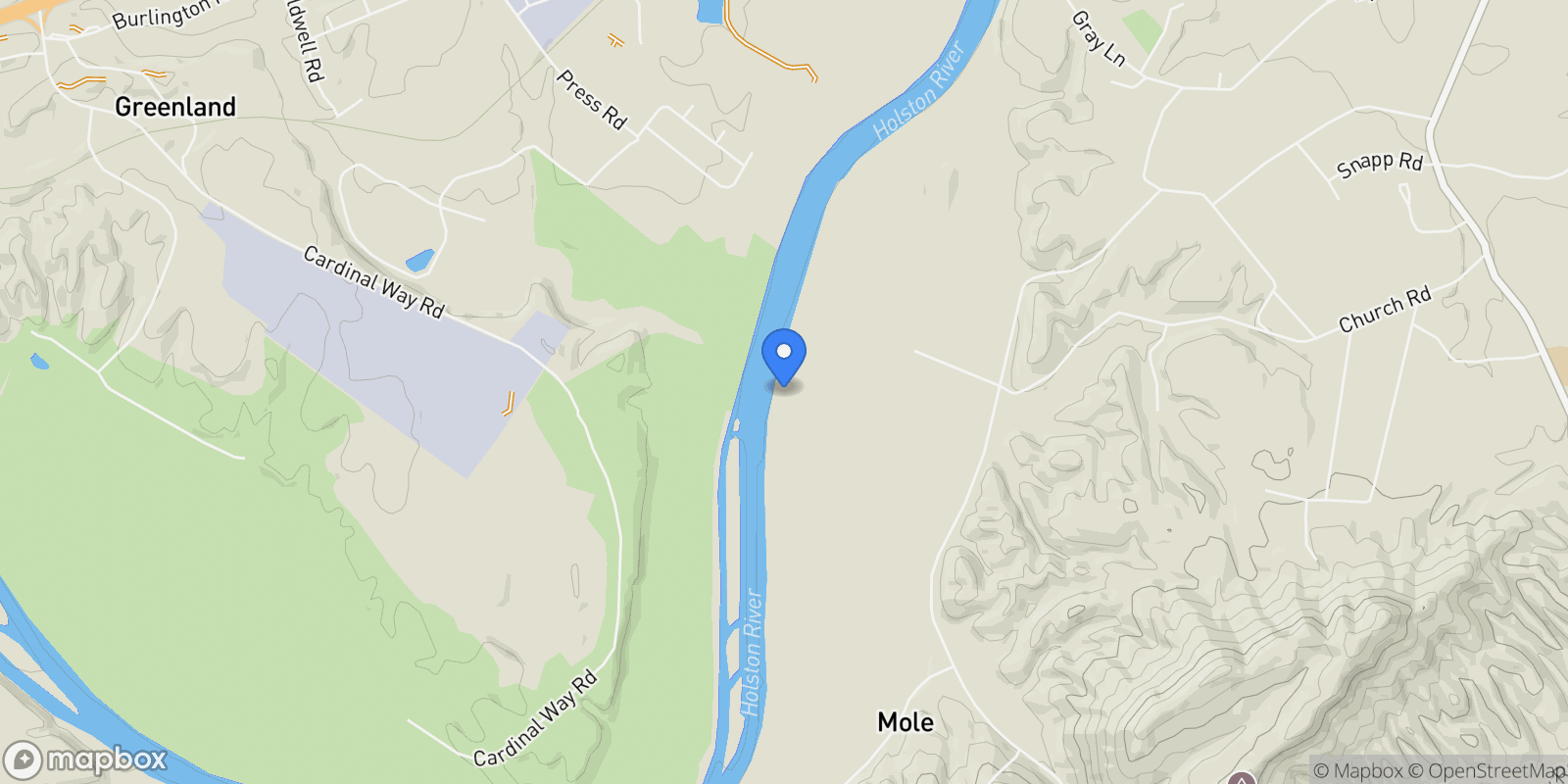Map showing 628 Christian Bend Road, Church Hill, TN 37642, Church Hill, Tennessee, United States.