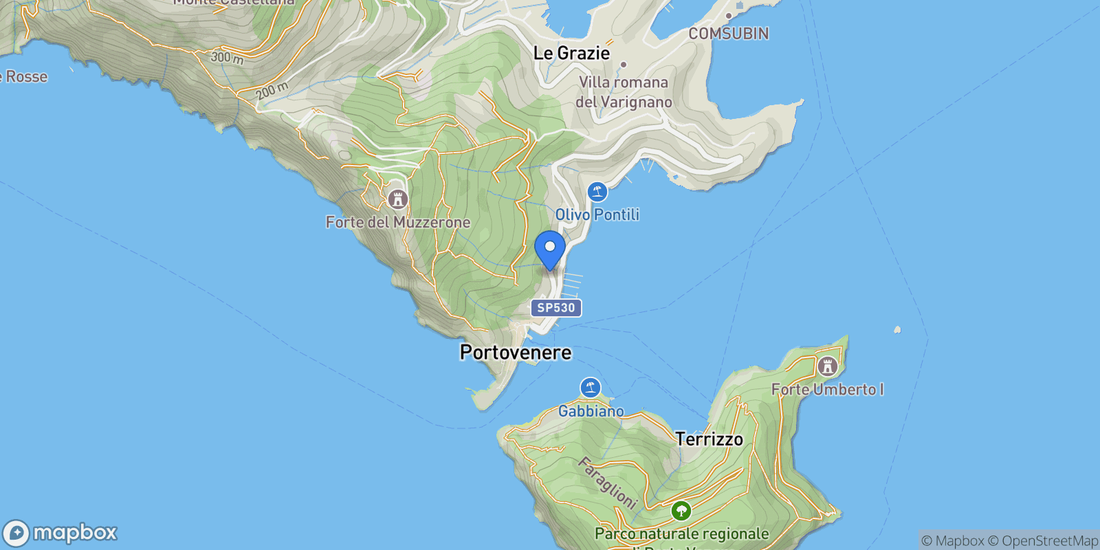 Map showing Via Verdi, 1, La Spezia, Porto Venere, Liguria, Italy.