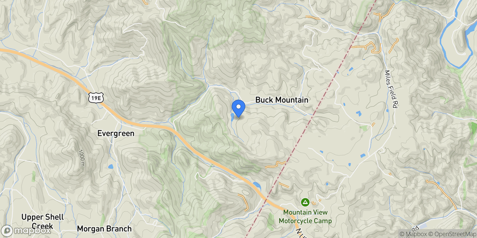 Map showing 306 Bear Branch Rd, Roan Mountain, TN 37687, Roan Mountain, Tennessee, United States.