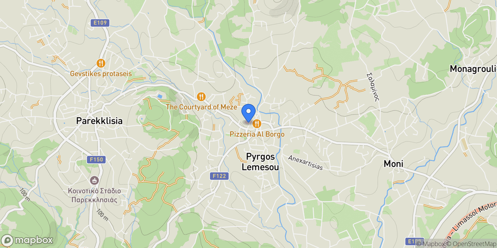 Map showing P5VJ+2Q5, Pyrgos, Cyprus, Pyrgos, Limassol, Cyprus.