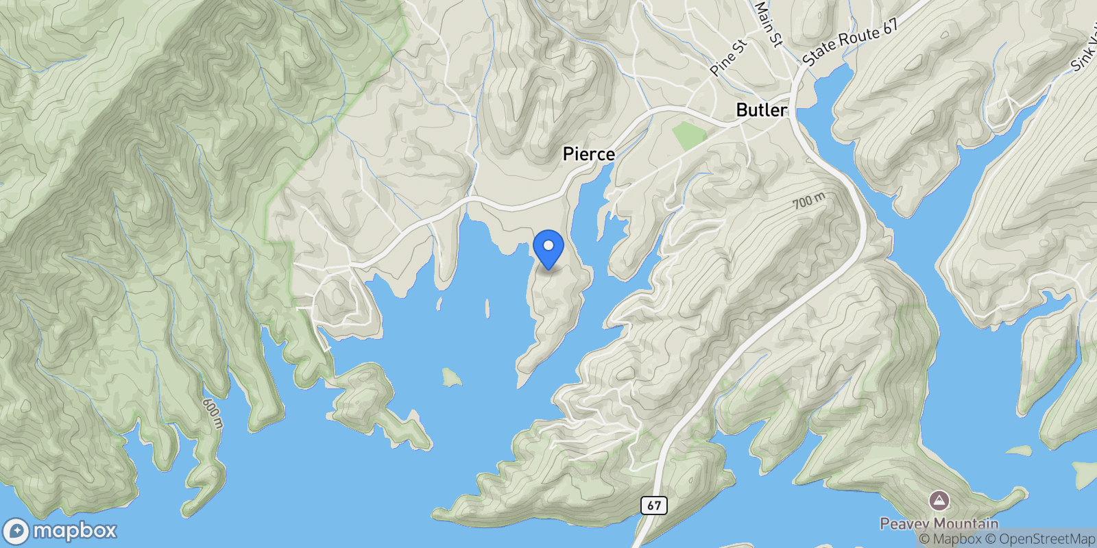 Map showing Tbd Big Oak Drive, Butler, TN 37640, Mountain City, Tennessee, United States.