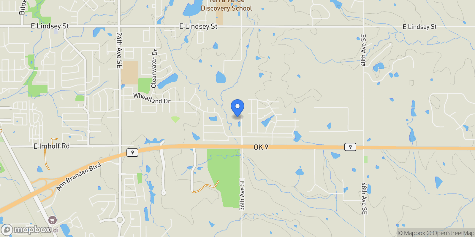 Map showing 3595 E State Highway 9 Road, Norman, OK 73071, Norman, Oklahoma, United States.