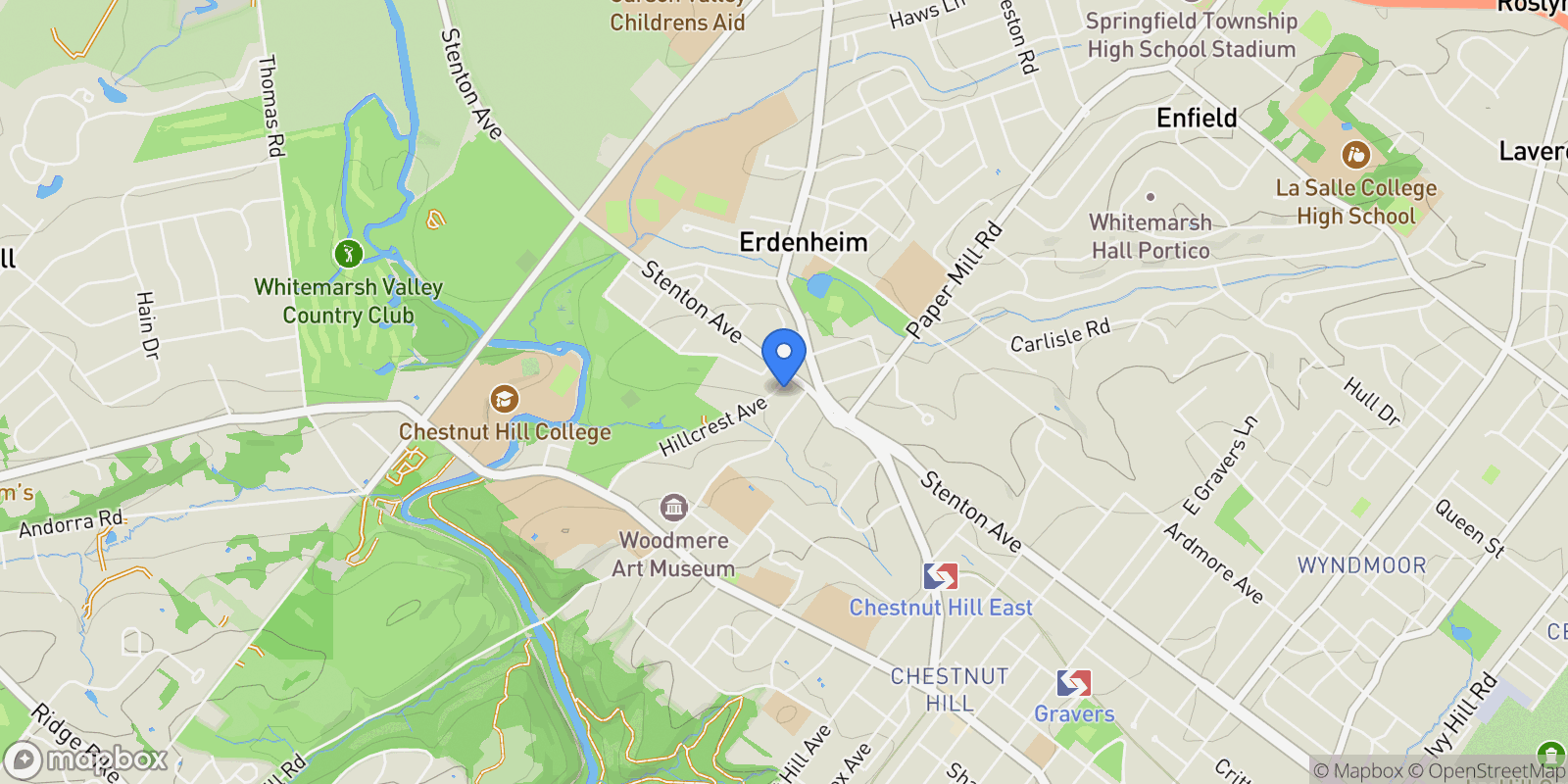 Map showing 200 East Hillcrest Avenue , Philadelphia, PA 19118, Philadelphia, Pennsylvania, United States.