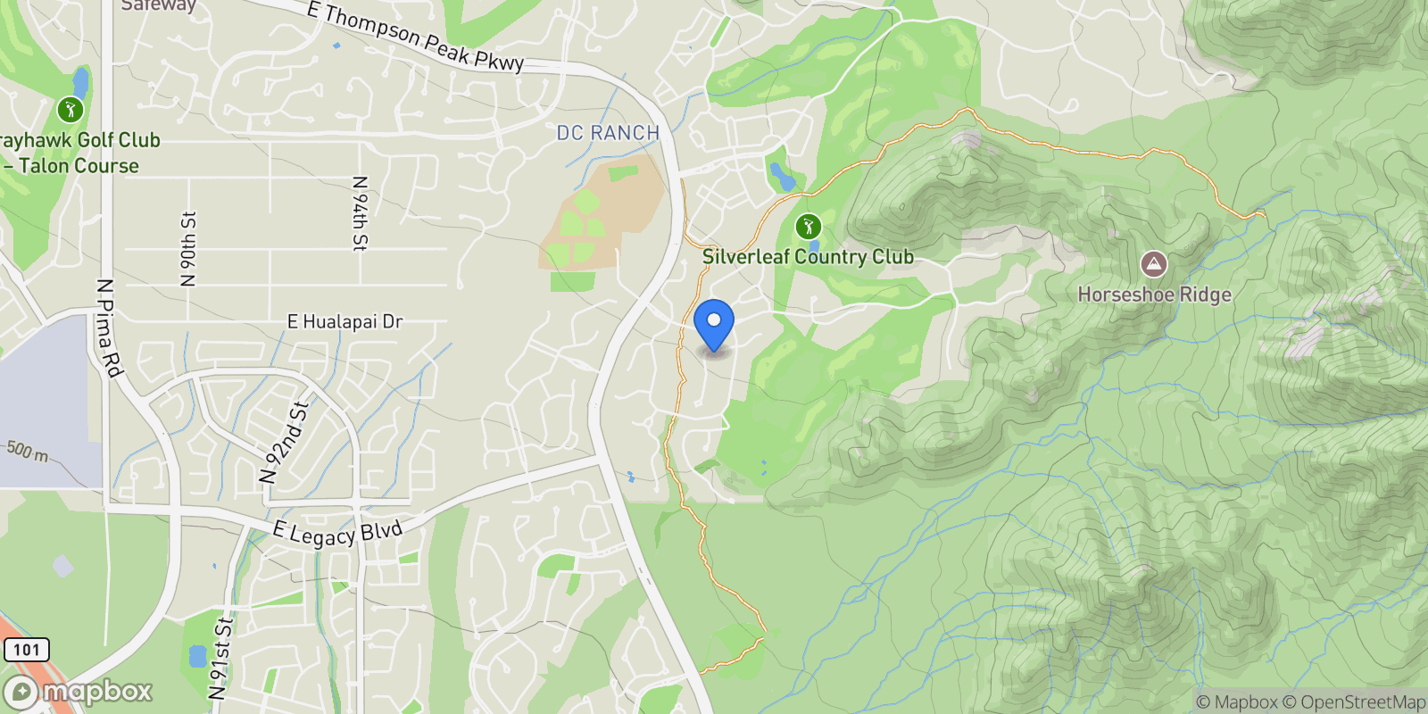 Map showing 10163 E HUALAPAI Drive, Scottsdale, Arizona, United States.