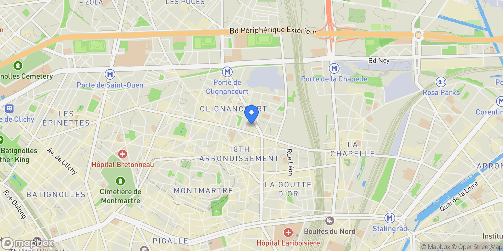 Map showing Paris, Île-de-France, France.