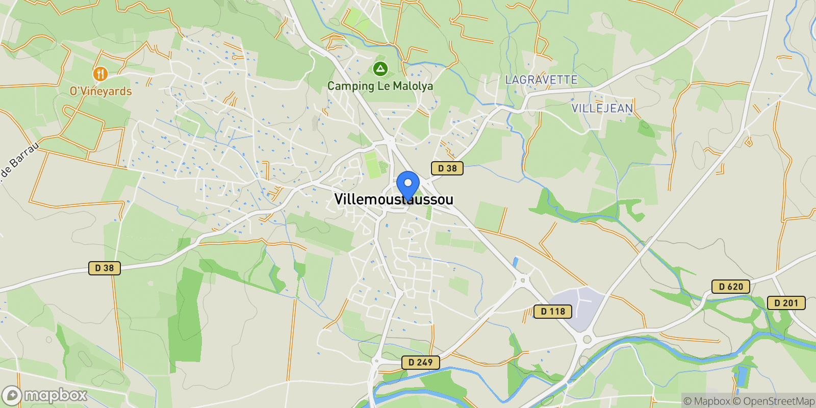Map showing Villemoustaussou, Villemoustaussou, Villemoustaussou, Occitanie, France.