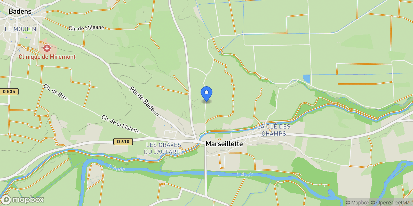 Map showing Marseillette, Marseillette, Marseillette, Occitanie, France.
