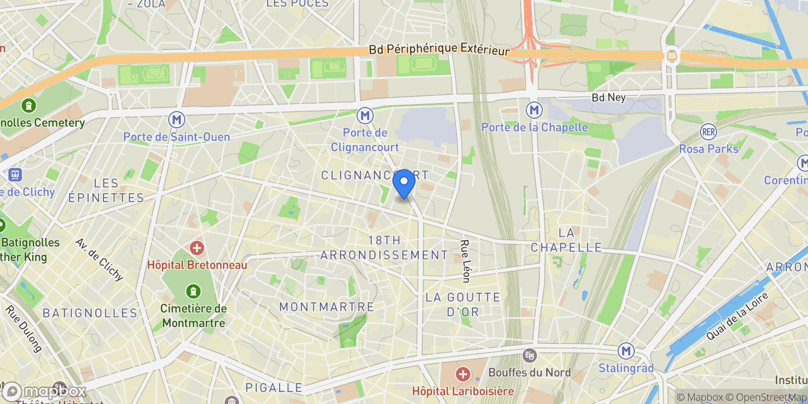 Map showing Paris, Île-de-France, France.