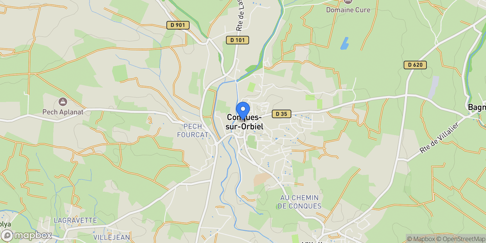 Map showing Conques sur Orbiel, Conques sur Orbiel, Conques-sur-Orbiel, Occitanie, France.