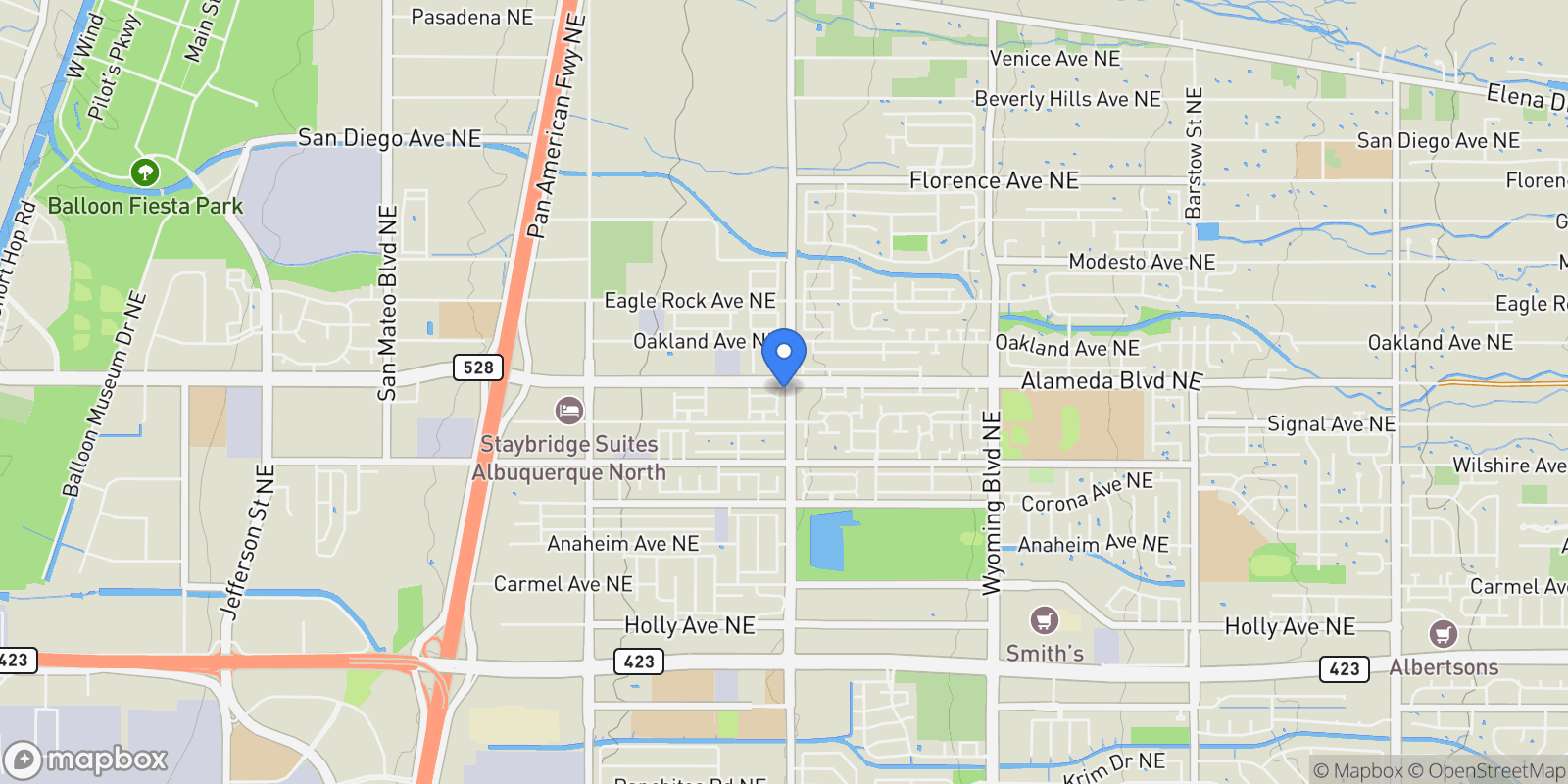Map showing 8722 SEVANO Circle NE, Albuquerque, NM 87113, Albuquerque, New Mexico, United States.