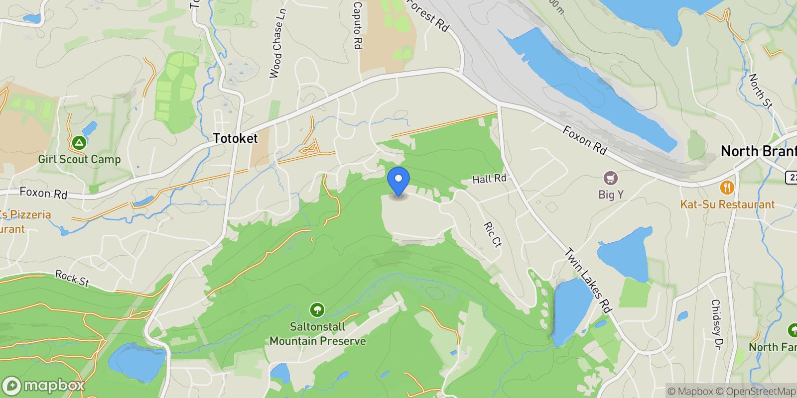Map showing 19 Rolling Hills Drive, North Branford, Connecticut, United States.