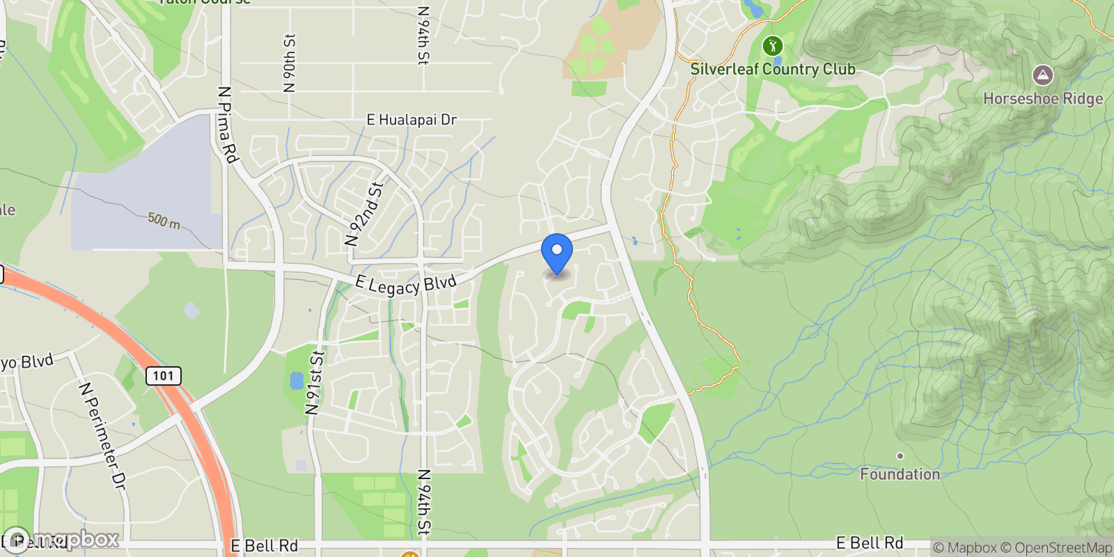 Map showing 18515 N 97TH Way, Scottsdale, Arizona, United States.