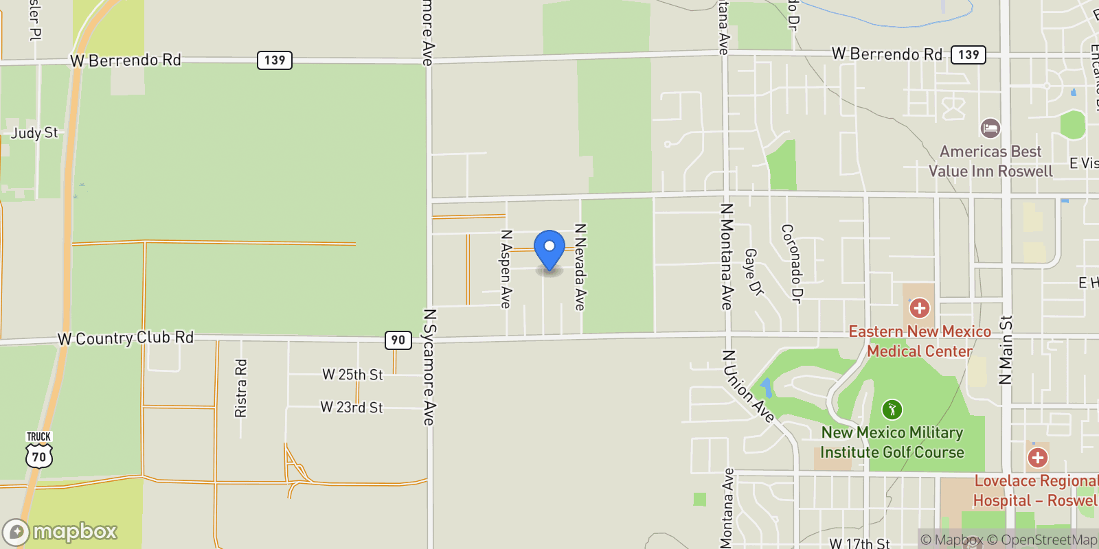 Map showing 1908 W 27th St. Street, Roswell, NM 88201, Roswell, New Mexico, United States.