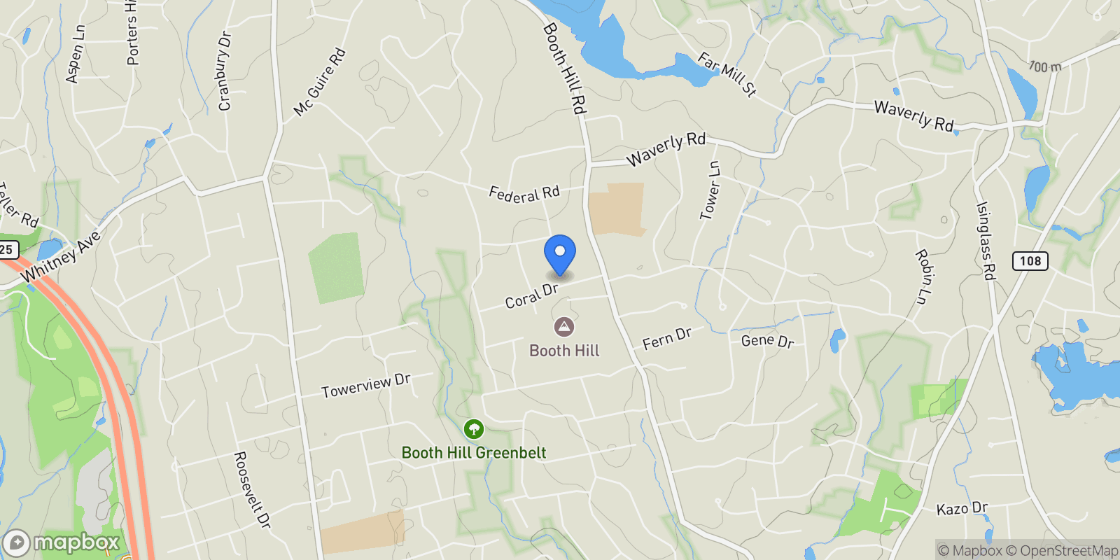 Map showing 15 Coral Drive, Shelton, Connecticut, United States.