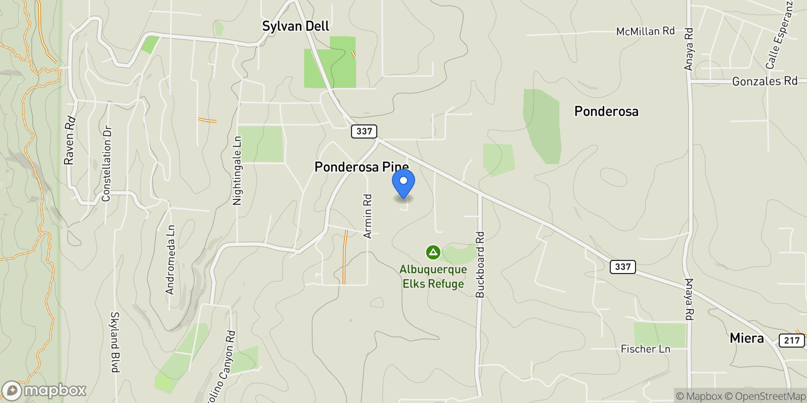 Map showing 20 Hummingbird, Tijeras, NM 87059, Tijeras, New Mexico, United States.