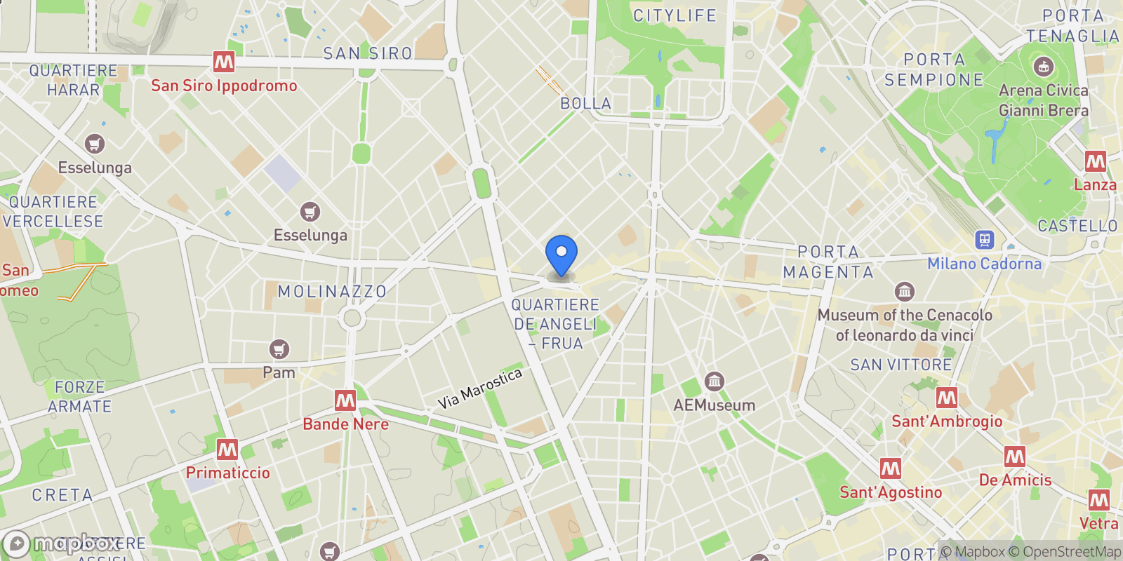 Map showing P.za de Angeli Ernesto, Milano MI, Italy, Milan, Lombardy, Italy.