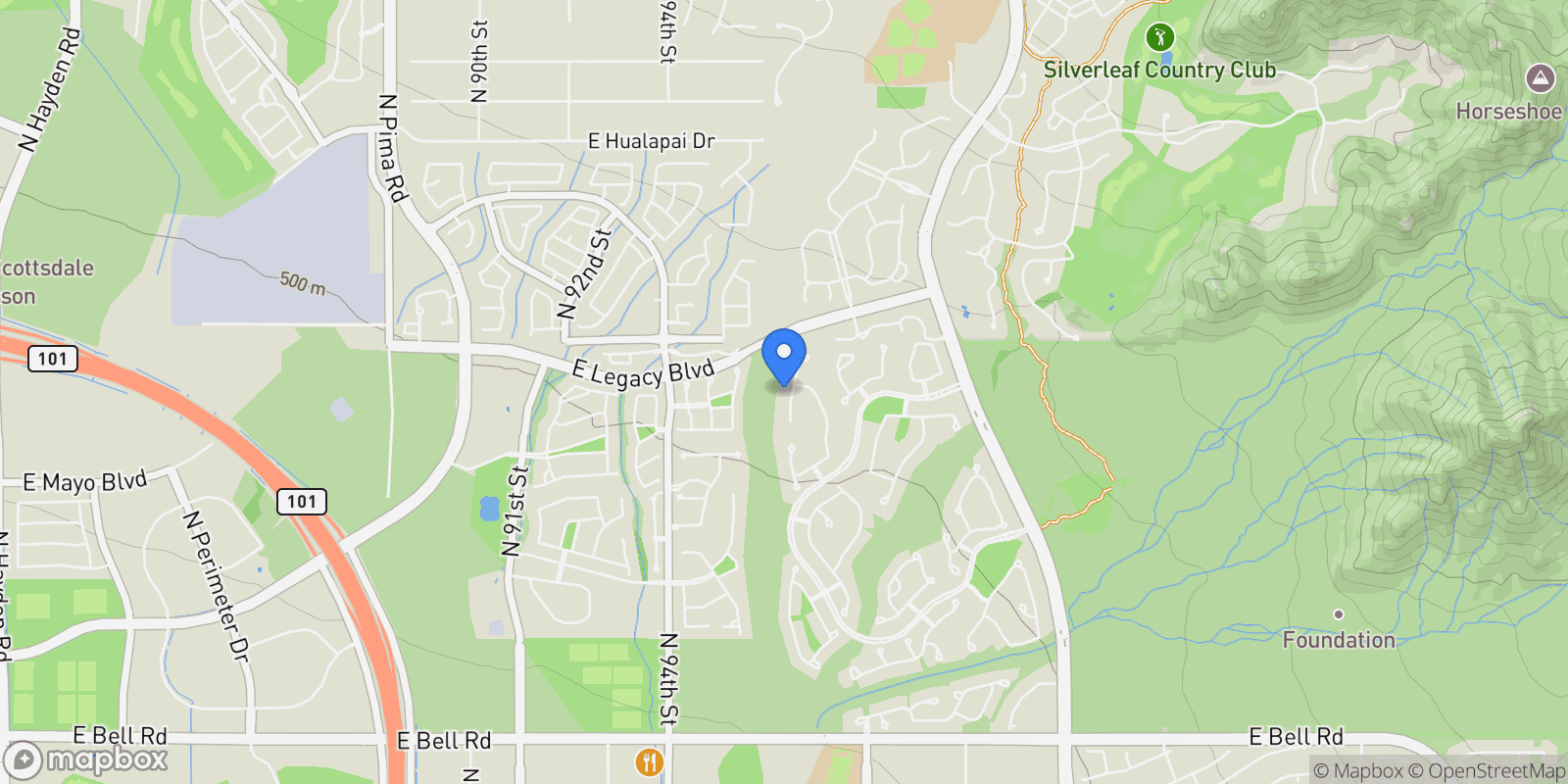 Map showing 18438 N 96TH Way, Scottsdale, Arizona, United States.