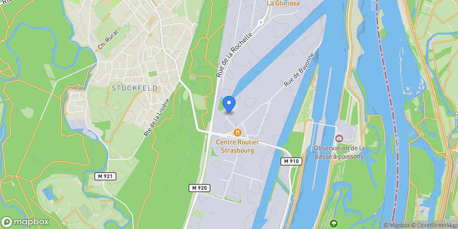Map showing Strasbourg, Strasbourg, Strasbourg, Grand Est, France.
