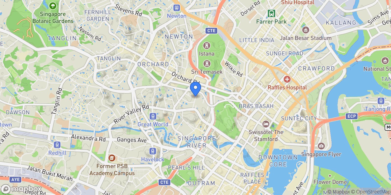 Map showing Singapore, Singapore.