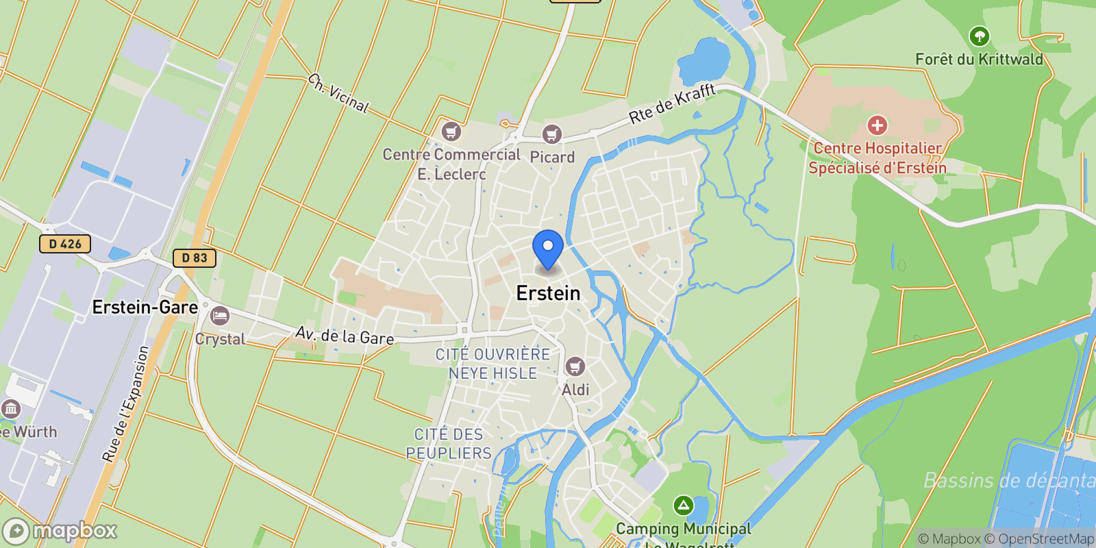 Map showing Erstein, Erstein, Erstein, Grand Est, France.