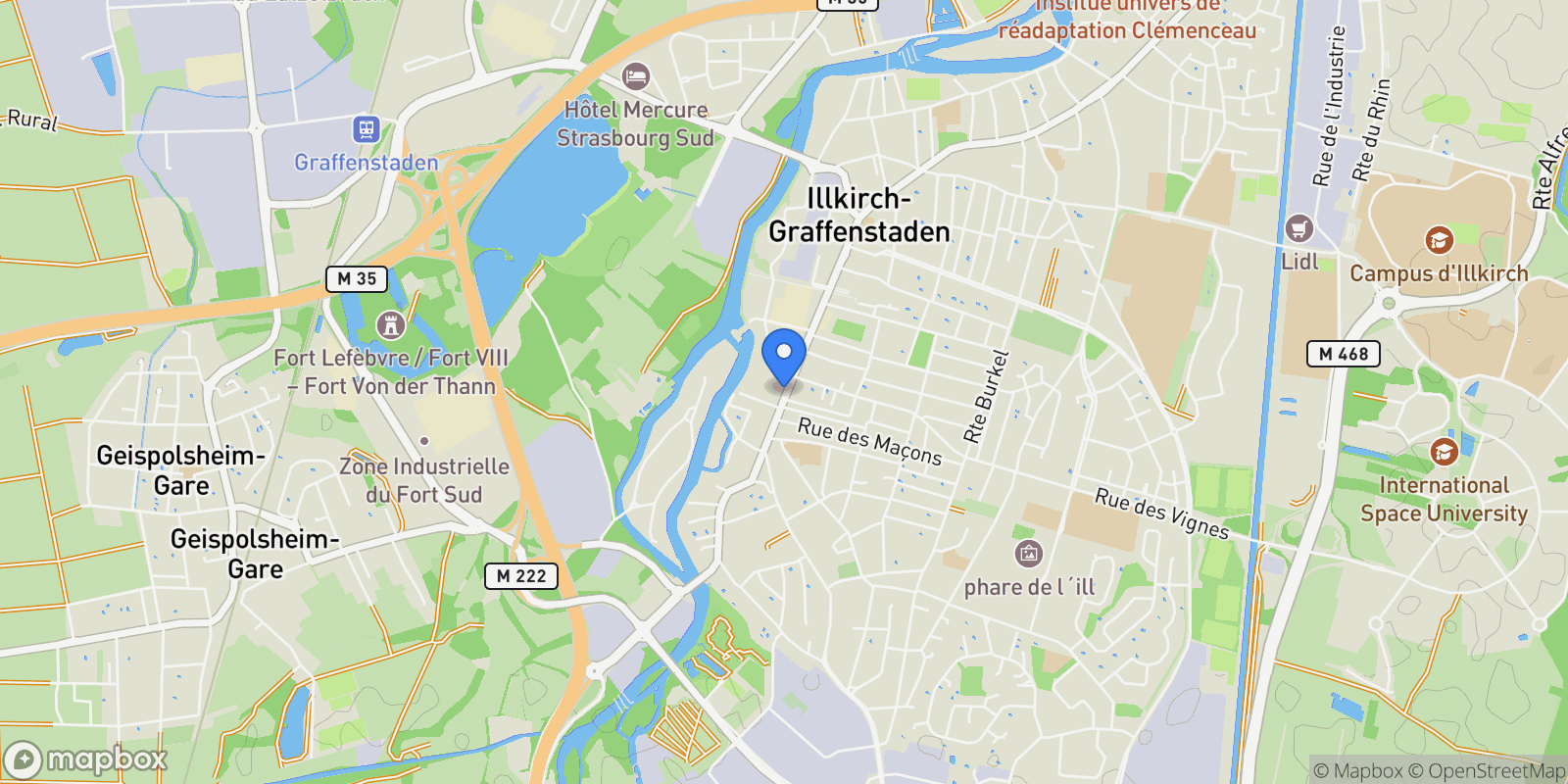 Map showing Illkirch-Graffenstaden, Illkirch-Graffenstaden, Illkirch-Graffenstaden, Grand Est, France.
