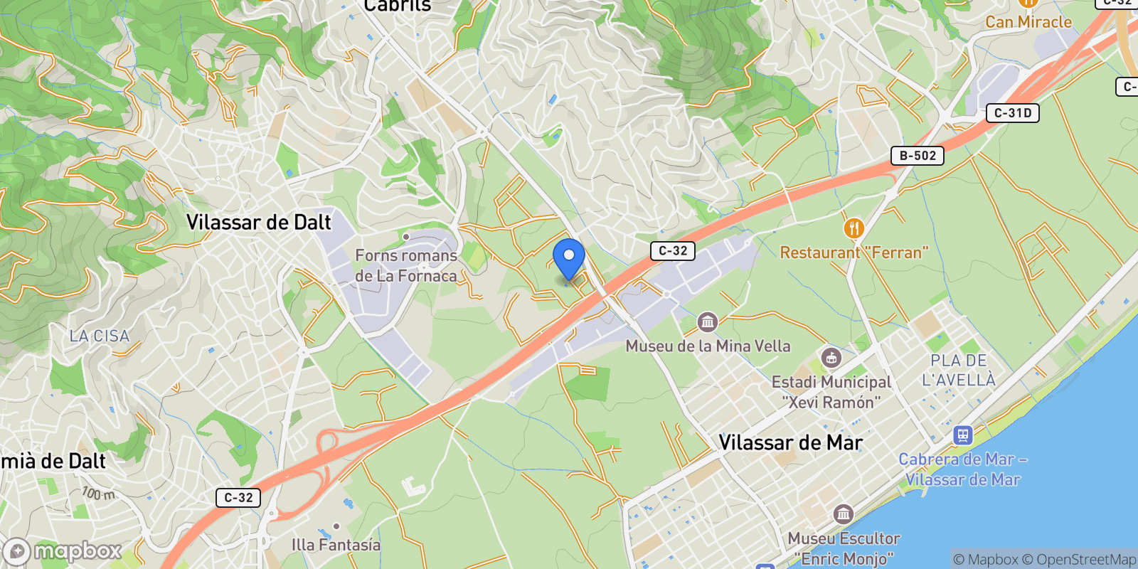 Map showing Barcelona, Barcelona, Cities, Barcelona, Vilassar de Dalt, Catalonia, Spain.