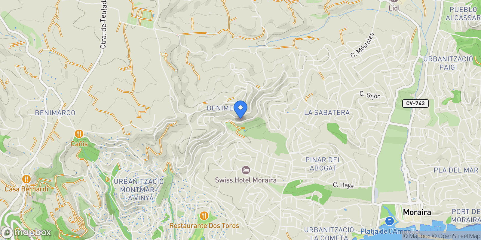 Map showing Moraira, Moraira, Costa Blanca North, Moraira, Moraira, Teulada, Valencian Community.