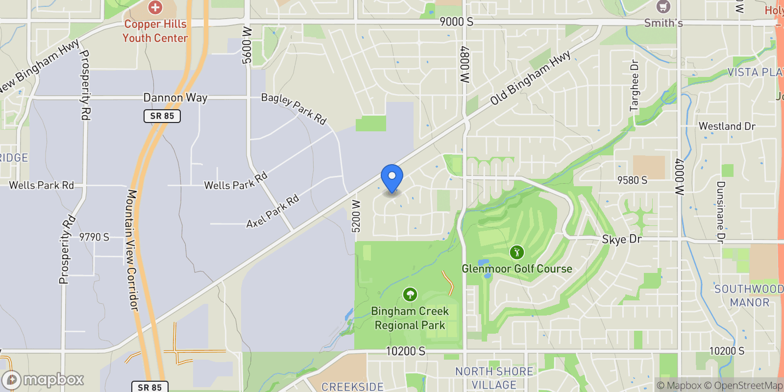 Map showing 5062 W CINDY LN, South Jordan, Utah, United States.