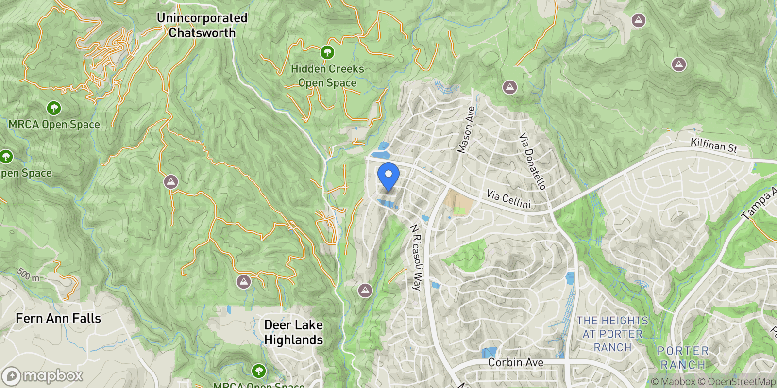 Map showing 20811 W Bur Oak, Los Angeles, California, United States.