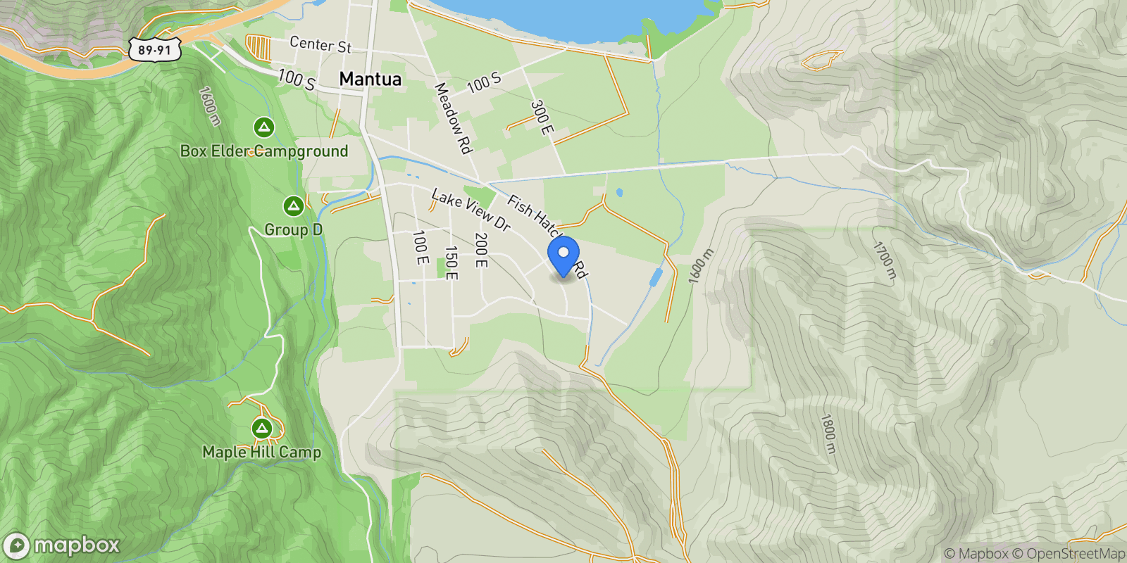 Map showing 553 S LAKE VIEW DR, Mantua, Utah, United States.