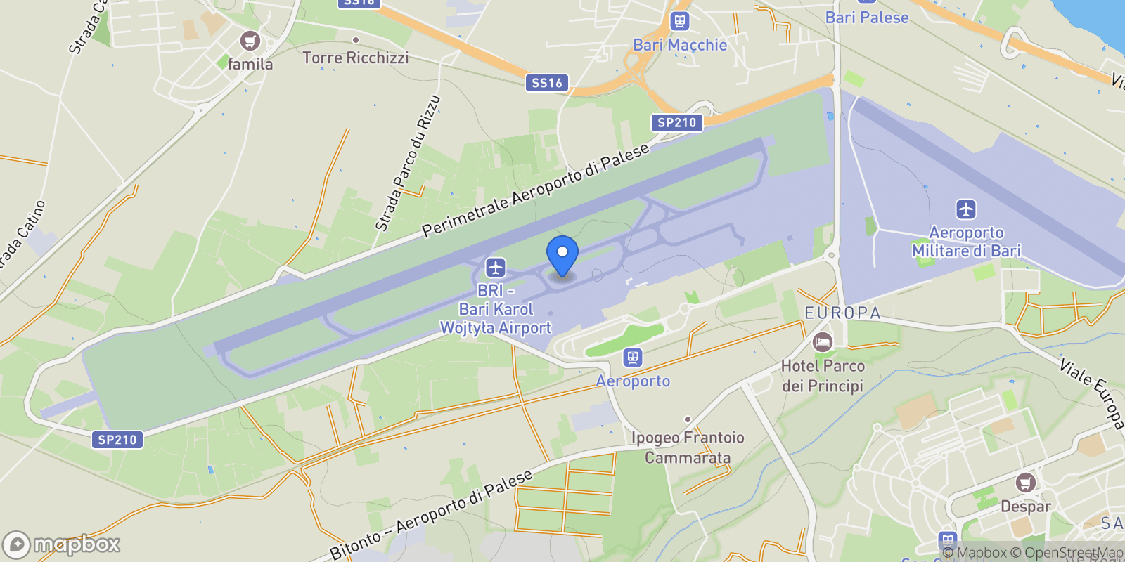 Map showing Viale Enzo Ferrari, 70128 Bari BA, Italy, Apulia, Italy.