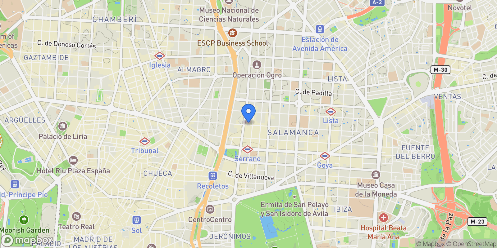 Map showing Madrid, Madrid, Cities, Madrid, Barrio Salamanca, Madrid, Spain.