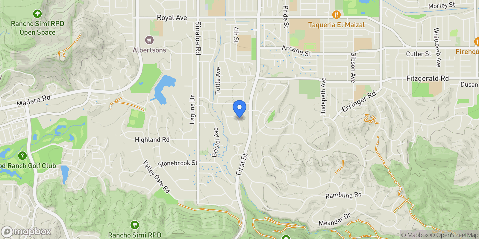 Map showing 718 Tranquil Lane, Simi Valley, CA 93065, Simi Valley, California, United States.