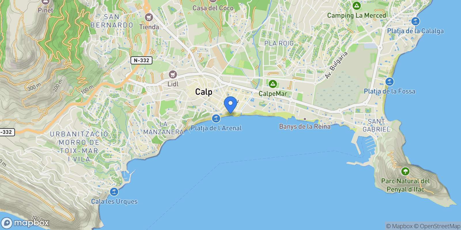 Map showing Calpe, Calpe, Costa Blanca North, Calpe, Calp, Valencian Community, Spain.