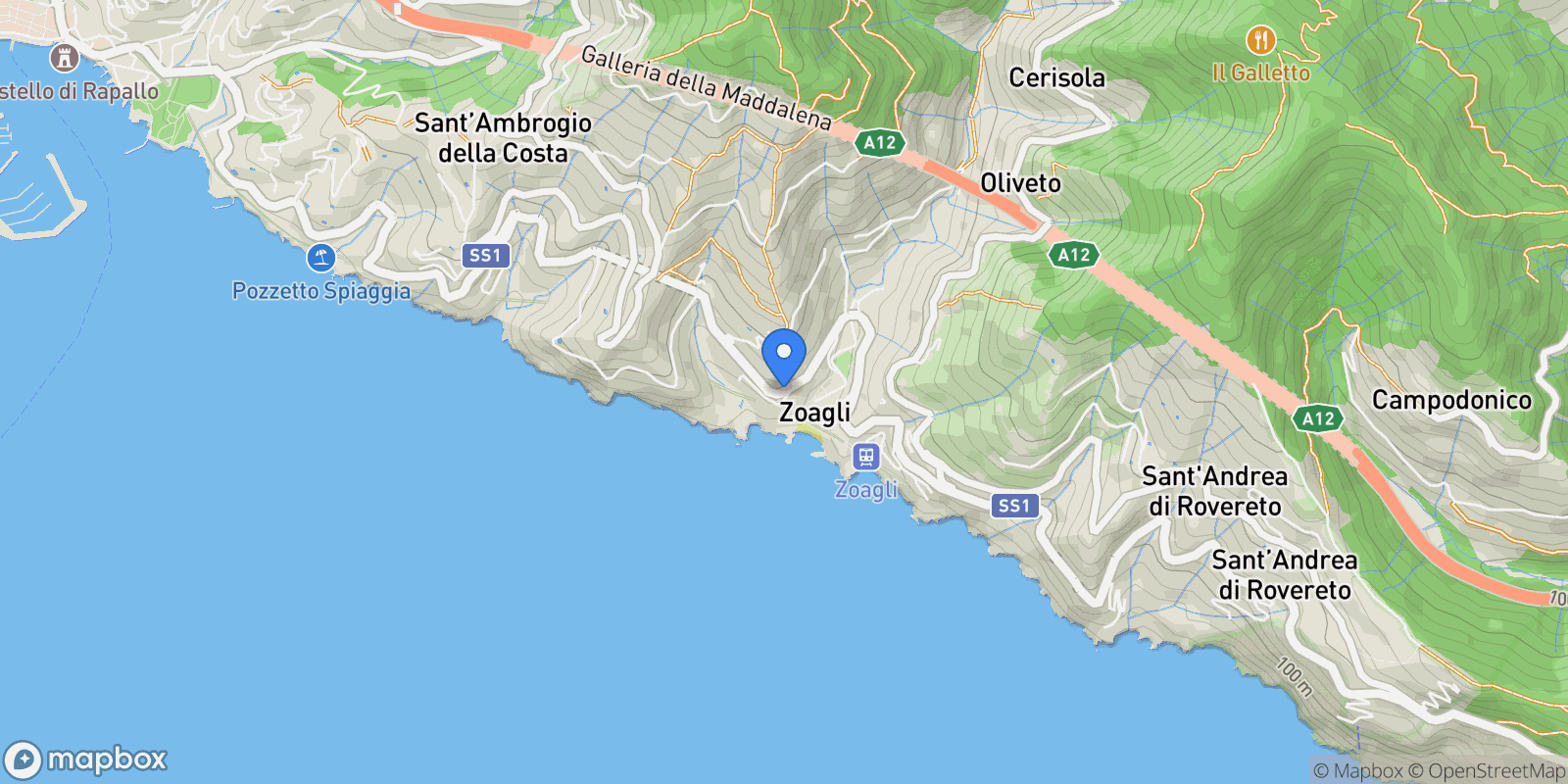 Map showing Via Aurelia , 31, Zoagli, Liguria, Italy.