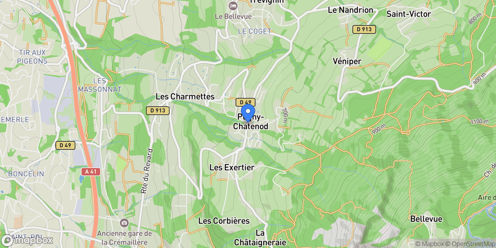 Map showing Pugny-Chatenod, Pugny-Chatenod, Pugny-Chatenod, Auvergne-Rhône-Alpes, France.