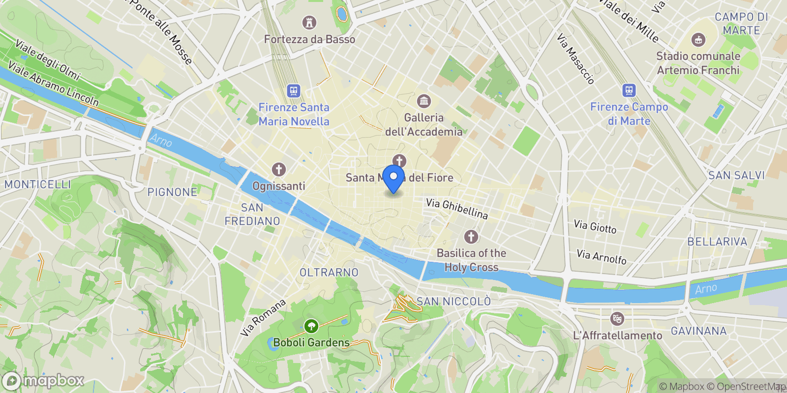 Map showing Via dei Cerchi, Florence, Tuscany, Italy.