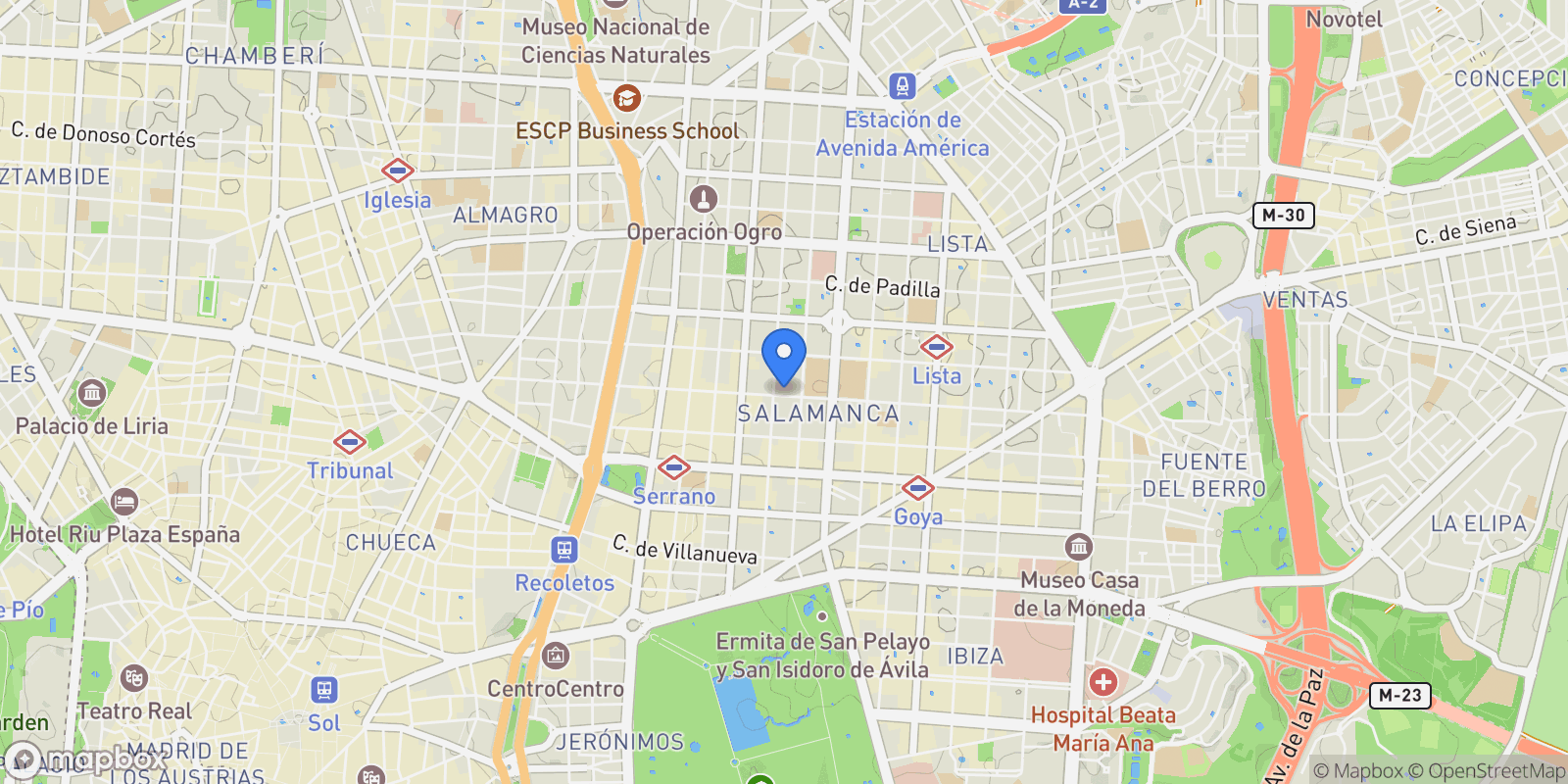 Map showing Cl. de Ayala, 43, Salamanca, 28001 Madrid, Spain, Barrio Salamanca, Madrid, Spain.