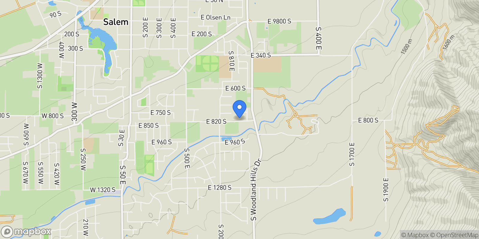 Map showing 881 E 820 S, Woodland Hills, Utah, United States.