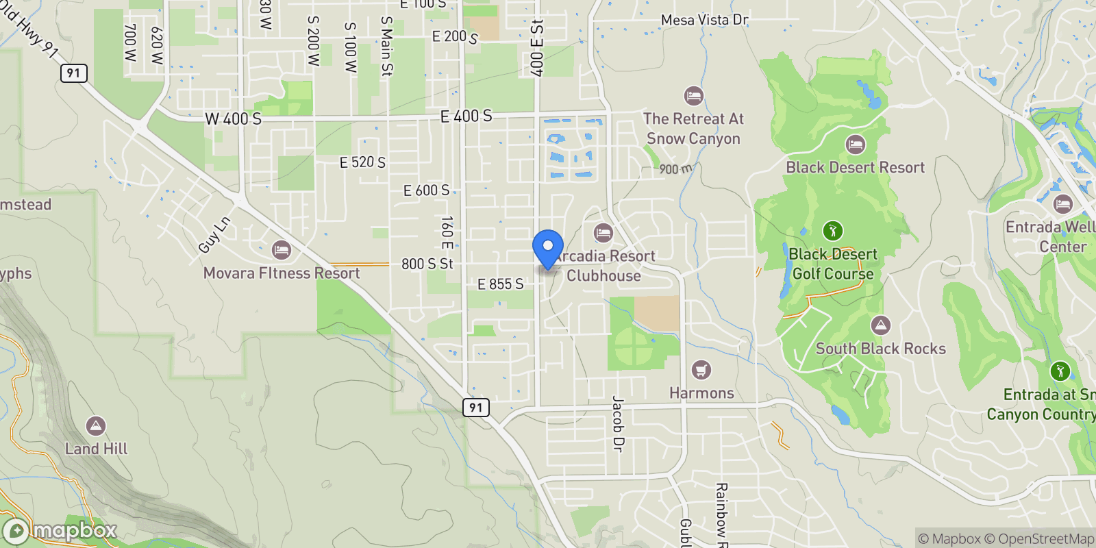 Map showing 2600 OCOTILLO WAY 56, Santa Clara, Utah, United States.
