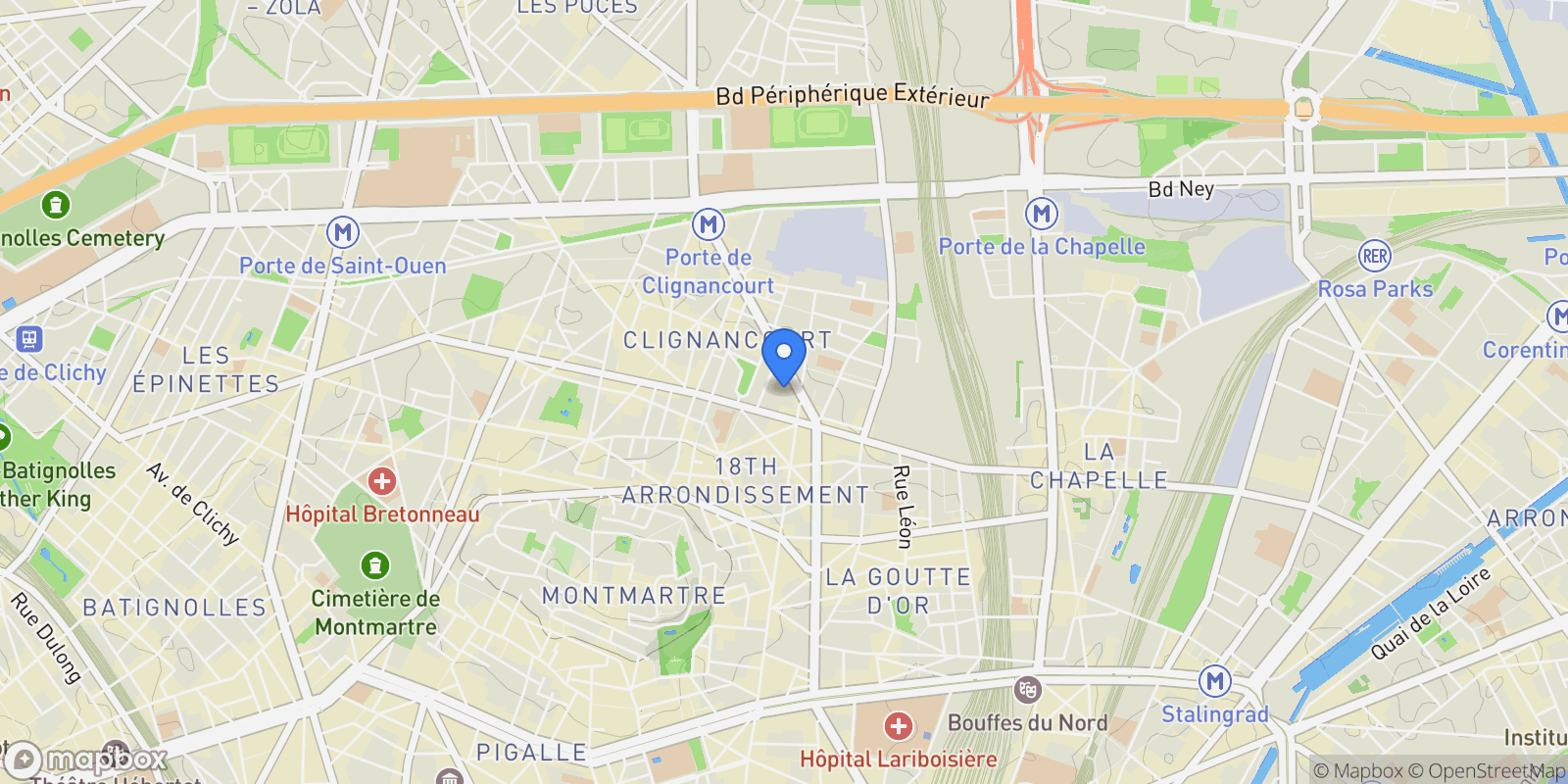 Map showing Paris, Île-de-France, France.