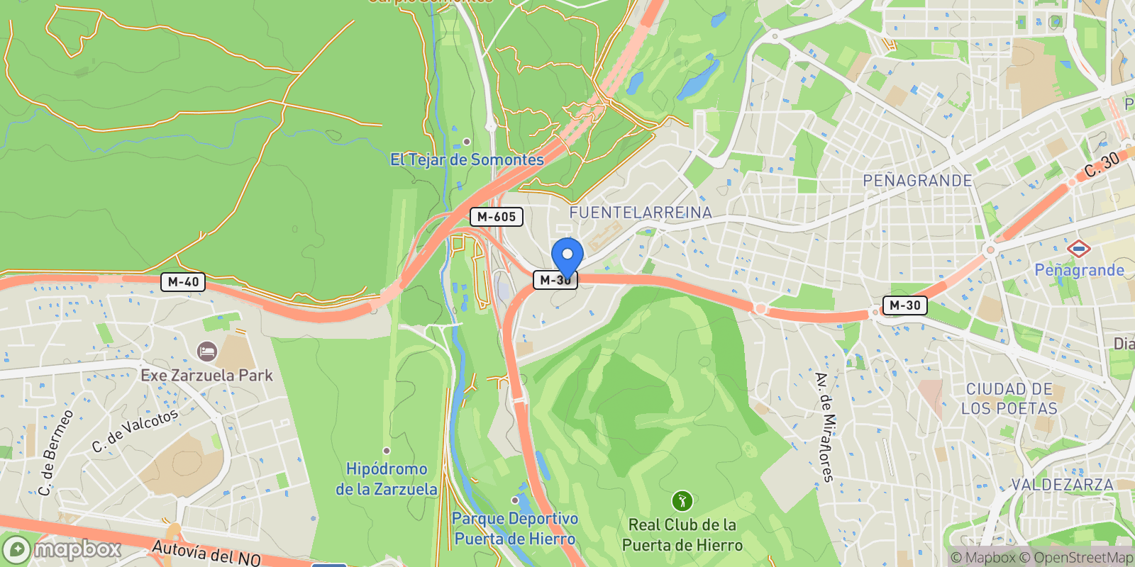 Map showing Av. de Fuentelarreina, Moncloa - Aravaca, 28035 Madrid, Spain, Moncloa-Aravaca, Madrid, Spain.