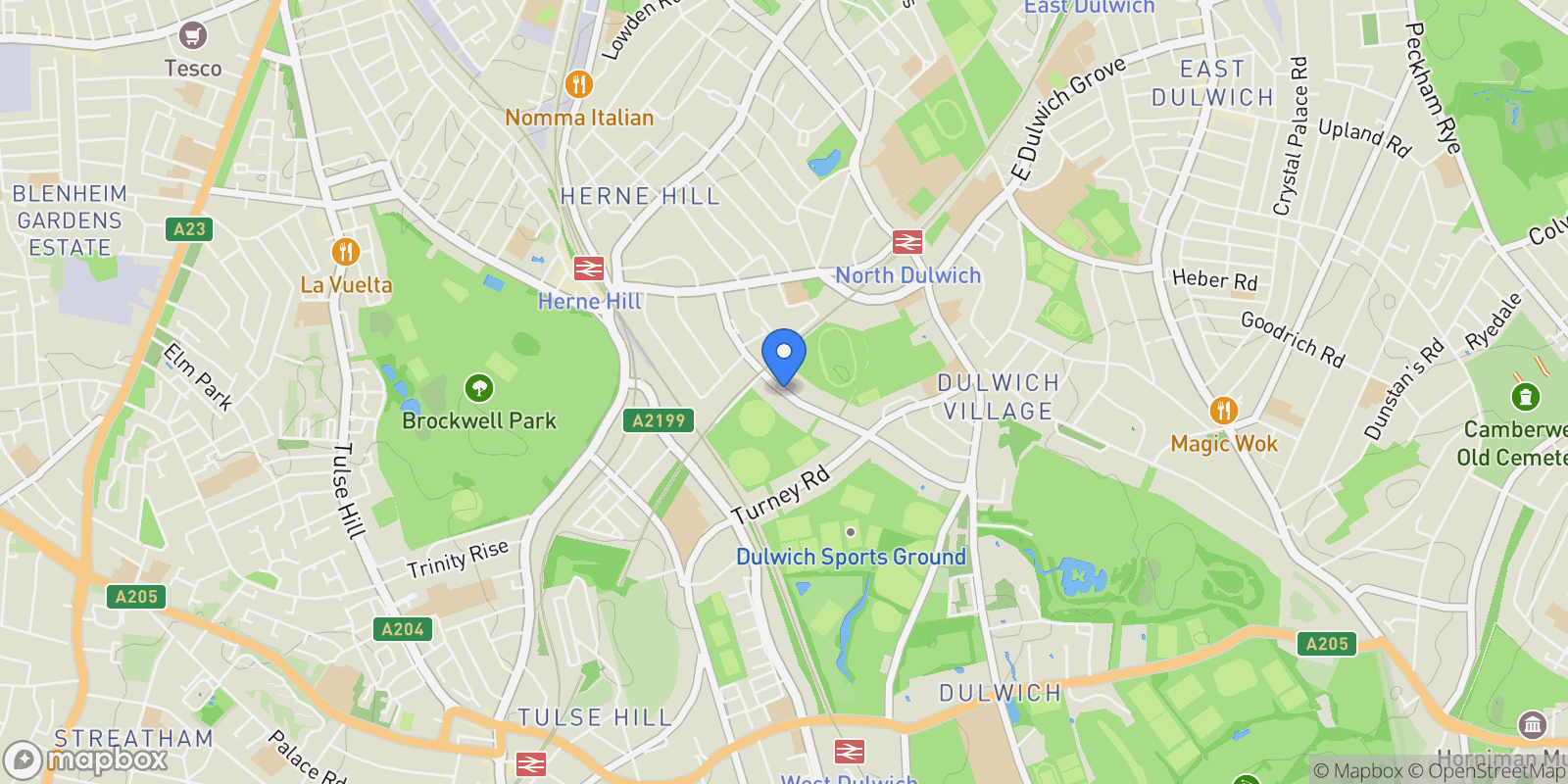 Map showing Burbage Road, London, SE24, London, England, United Kingdom.