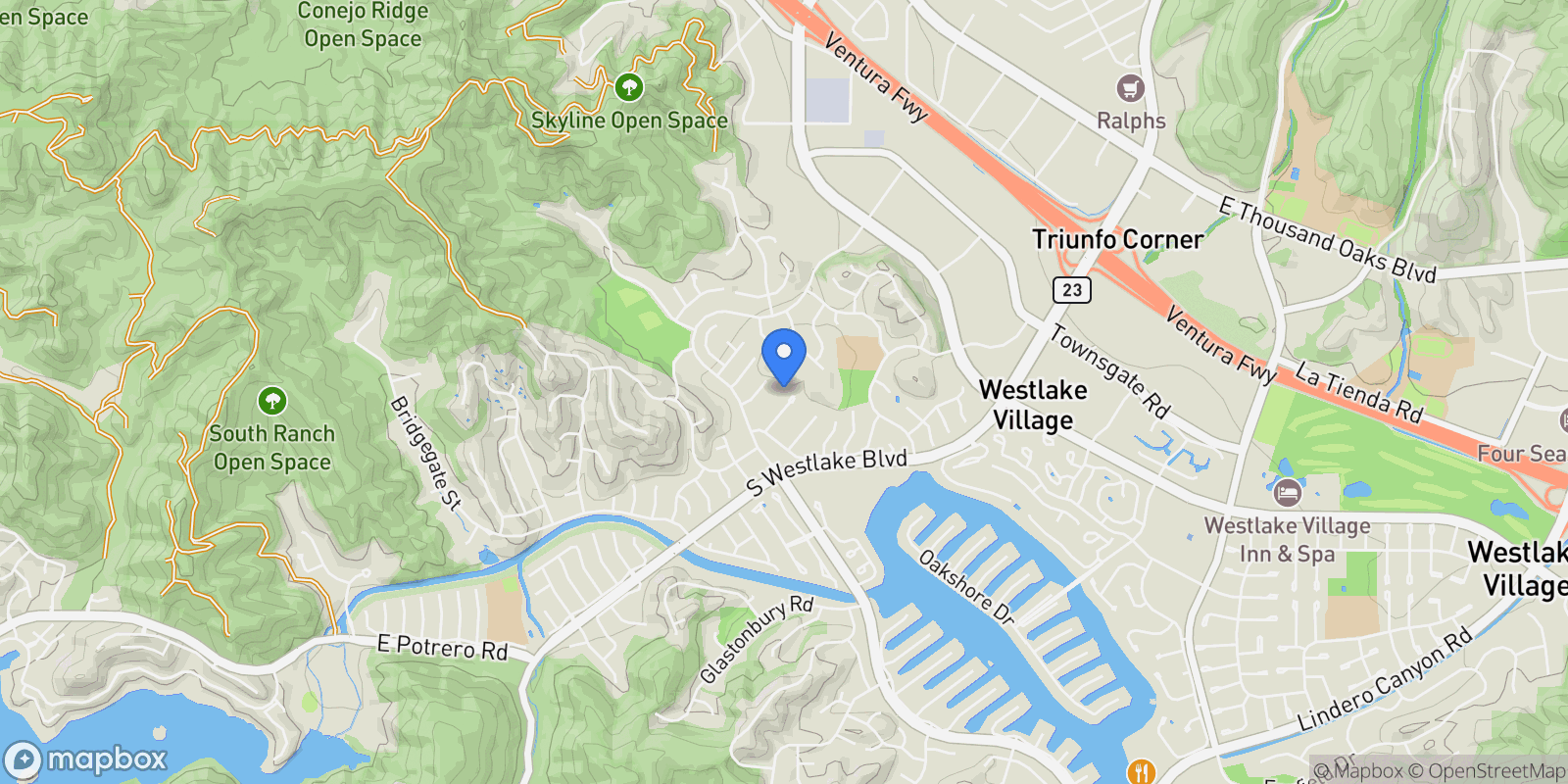 Map showing 1023 Barrow Court, Westlake Village, CA 91361, Thousand Oaks, California, United States.