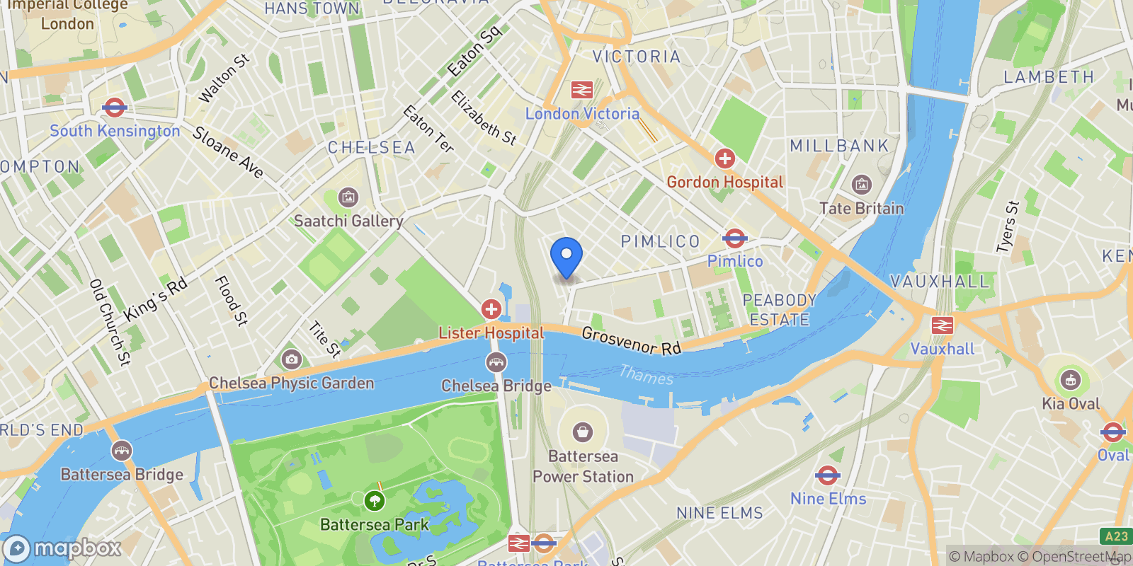 Map showing Westmoreland Terrace, London, SW1V, London, England, United Kingdom.