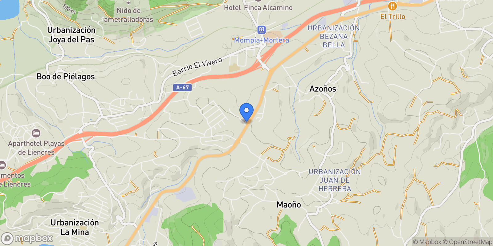 Map showing Barrio la Tejera, 39478, Boo de Piélagos, Cantabria, Boo de Piélagos, Santa Cruz de Bezana, Cantabria, Spain.