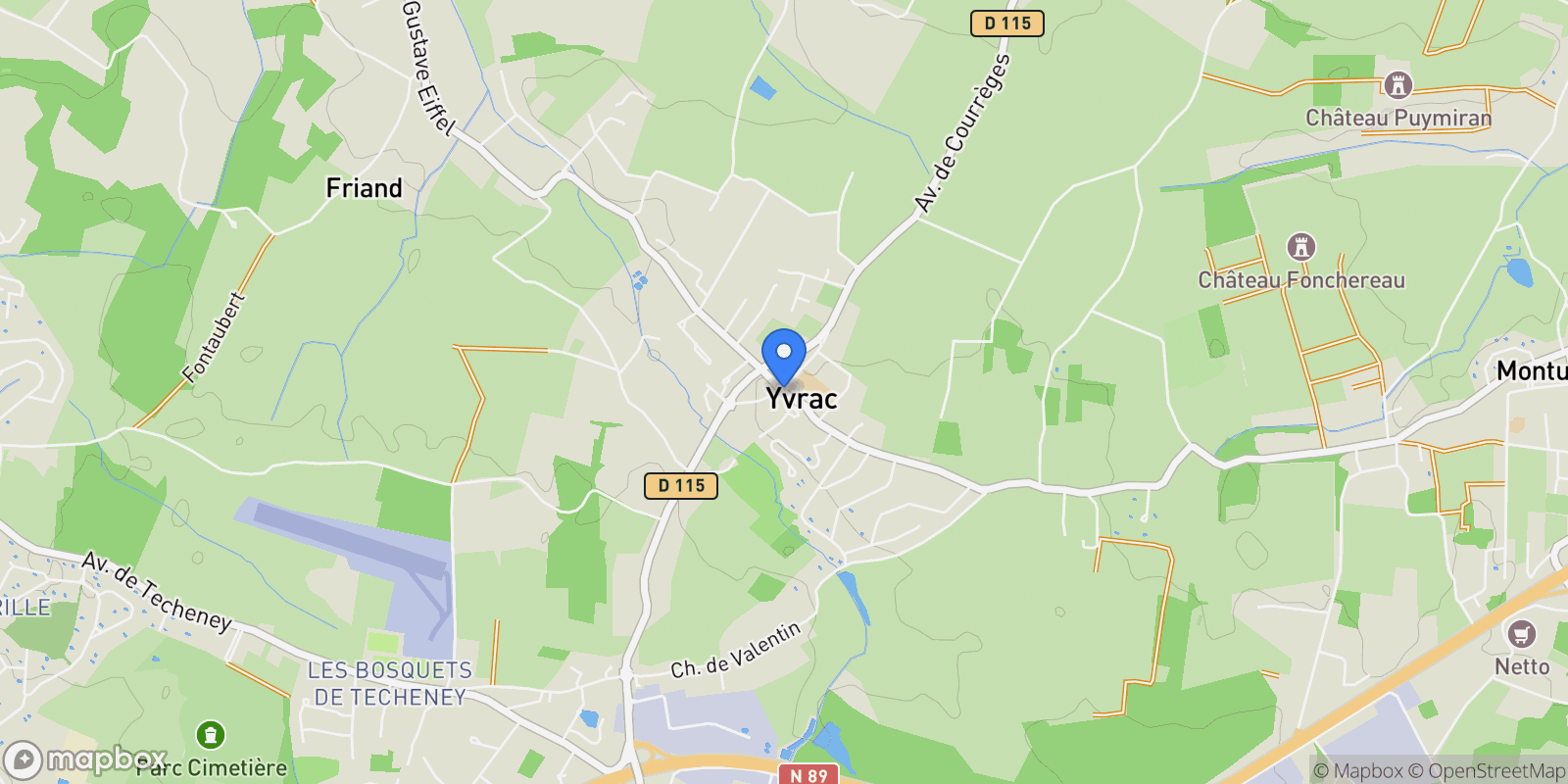 Map showing Yvrac, Yvrac, Yvrac, Nouvelle-Aquitaine, France.