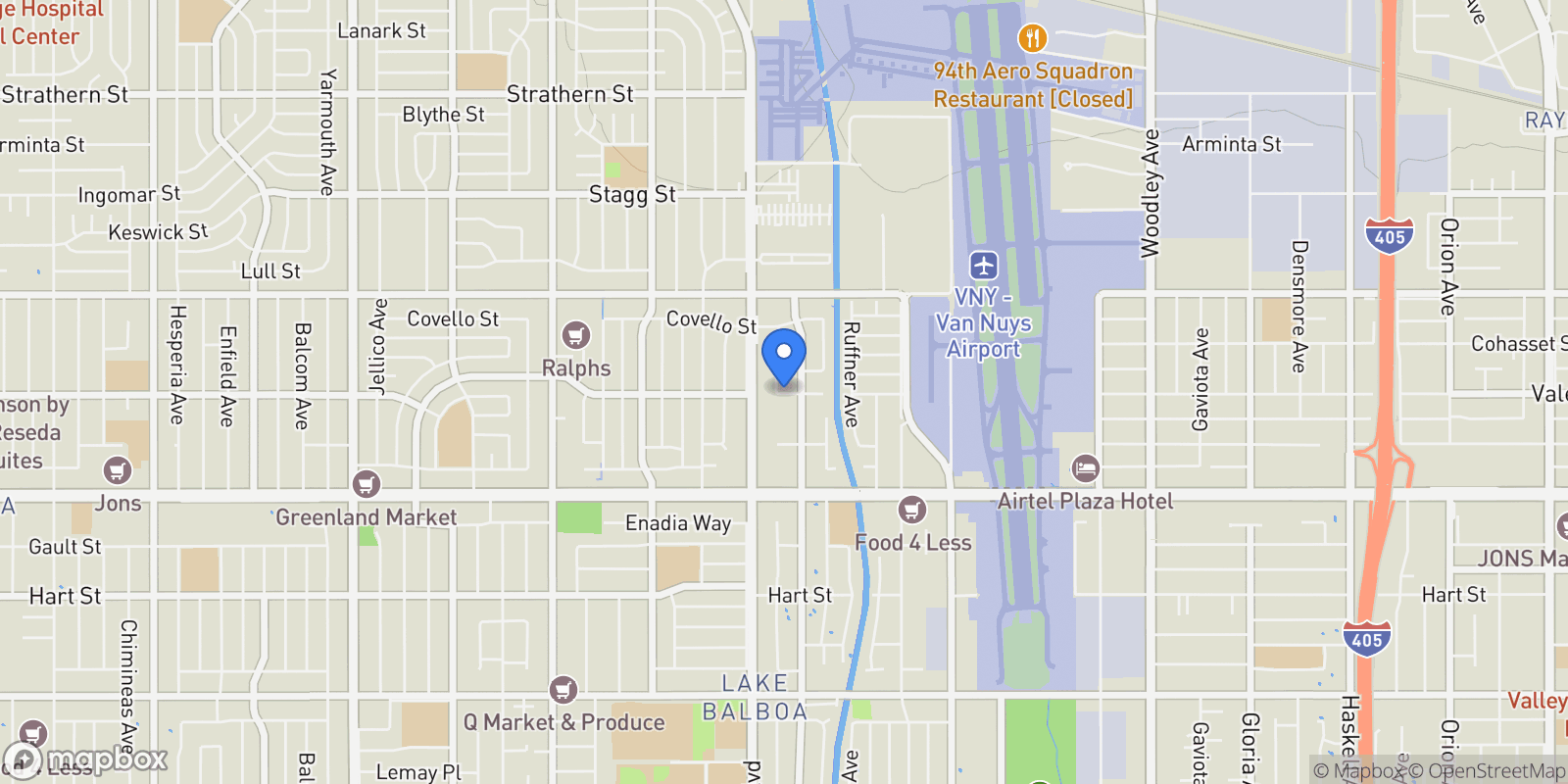 Map showing 16823 Valerio Street, Los Angeles, California, United States.