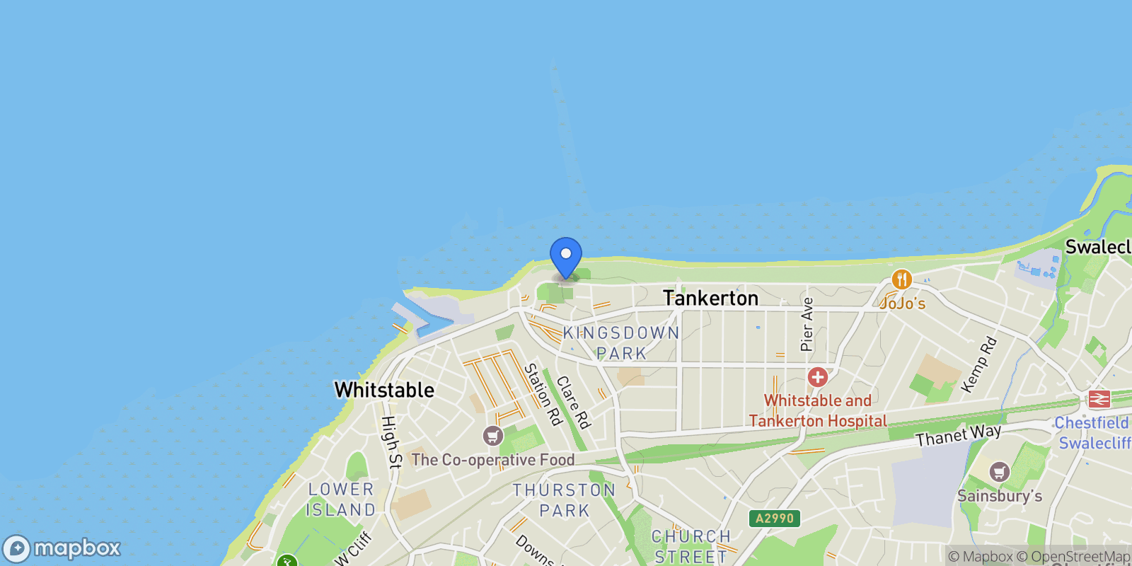 Map showing Tower Hill, Kent, CT5, Whitstable, England, United Kingdom.