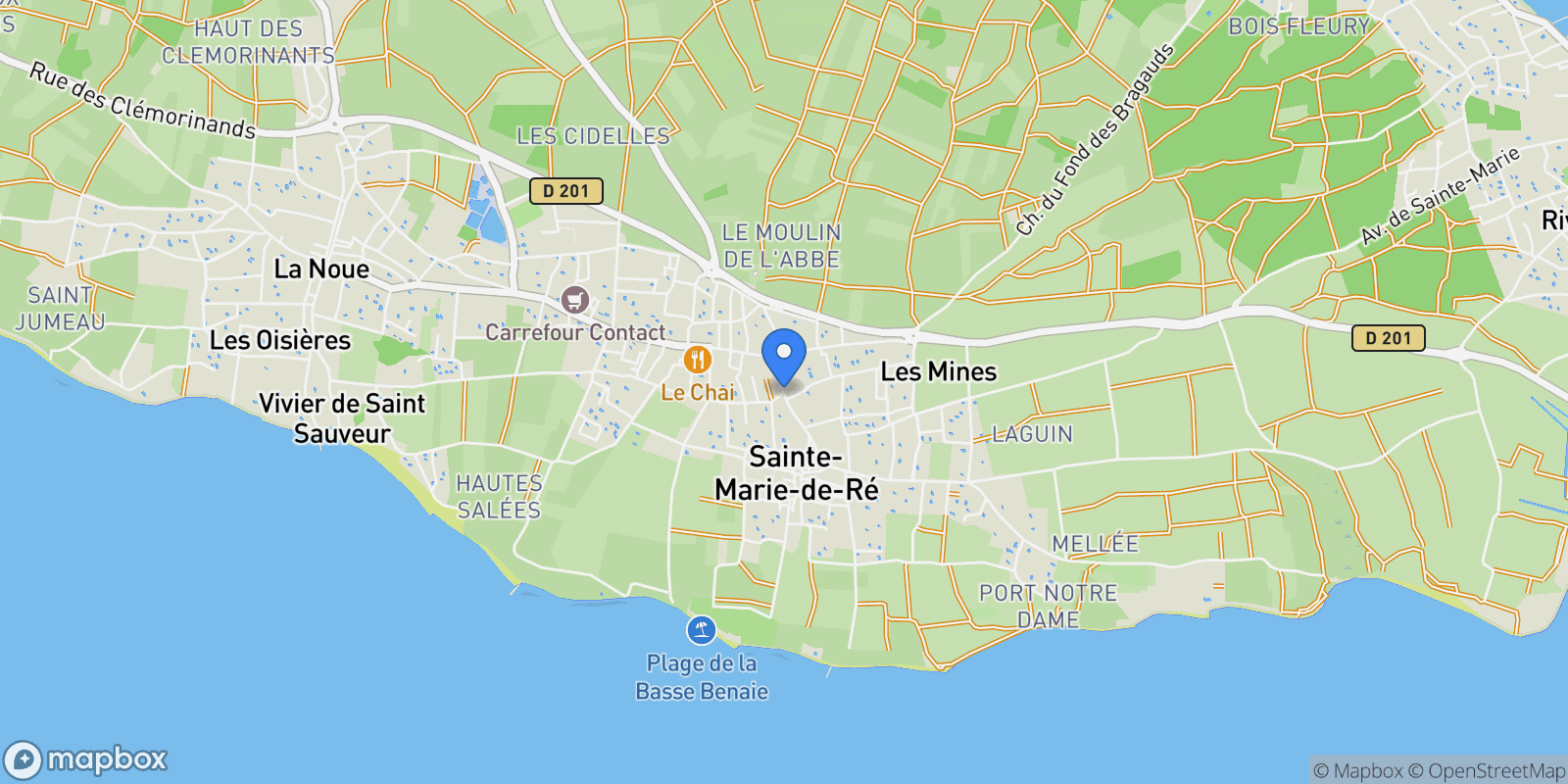 Map showing Sainte-Marie-de-Ré, Sainte-Marie-de-Ré, Sainte-Marie-de-Ré, Nouvelle-Aquitaine, France.